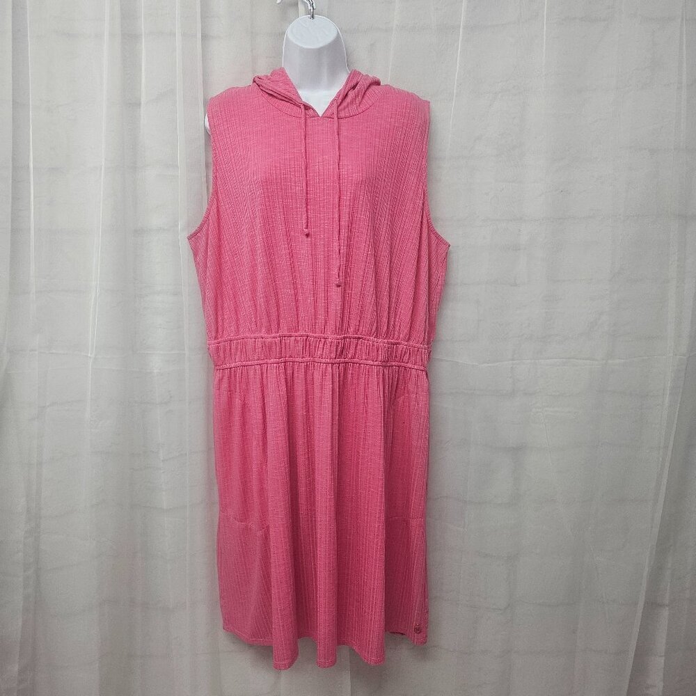 Livi Lane Bryant Pink Ribbed Hooded Sleeveless Dress Sporty Comfy 22/24